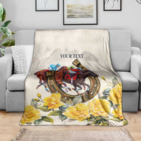 Melbourne Horse Racing Personalised Blanket Australian Horse With Yellow Roses - Wonder Print Shop