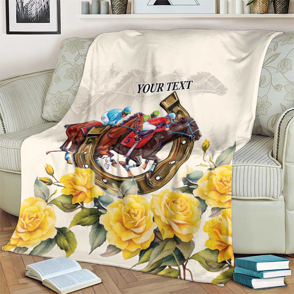 Melbourne Horse Racing Personalised Blanket Australian Horse With Yellow Roses - Wonder Print Shop
