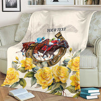 Melbourne Horse Racing Personalised Blanket Australian Horse With Yellow Roses - Wonder Print Shop