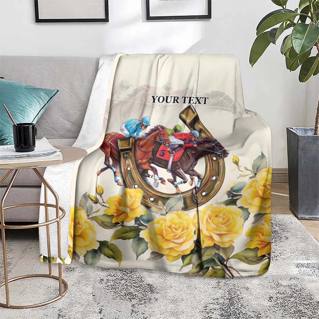 Melbourne Horse Racing Personalised Blanket Australian Horse With Yellow Roses - Wonder Print Shop