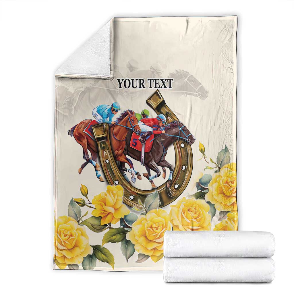 Melbourne Horse Racing Personalised Blanket Australian Horse With Yellow Roses - Wonder Print Shop