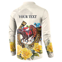 Melbourne Horse Racing Personalised Button Sweatshirt Australian Horse With Yellow Roses - Wonder Print Shop