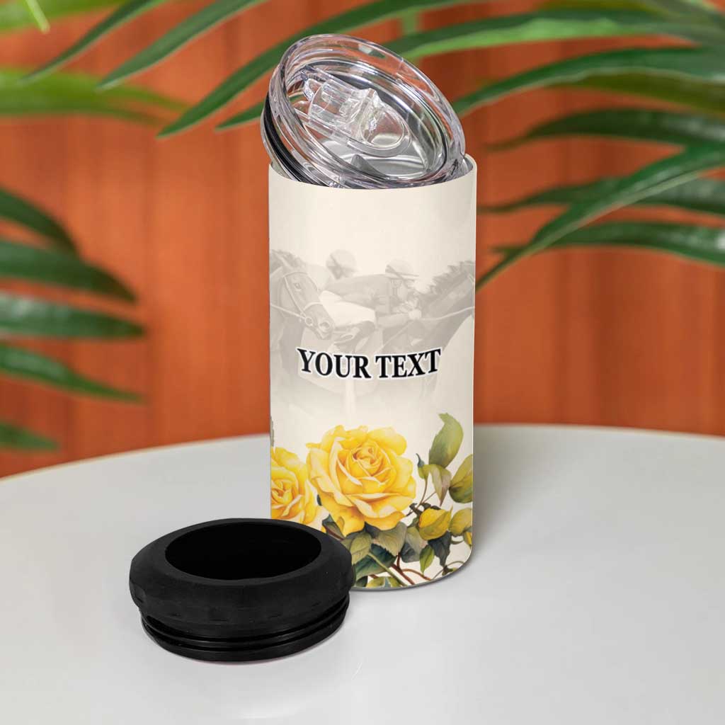 Melbourne Horse Racing Personalised 4 in 1 Can Cooler Tumbler Australian Horse With Yellow Roses - Wonder Print Shop