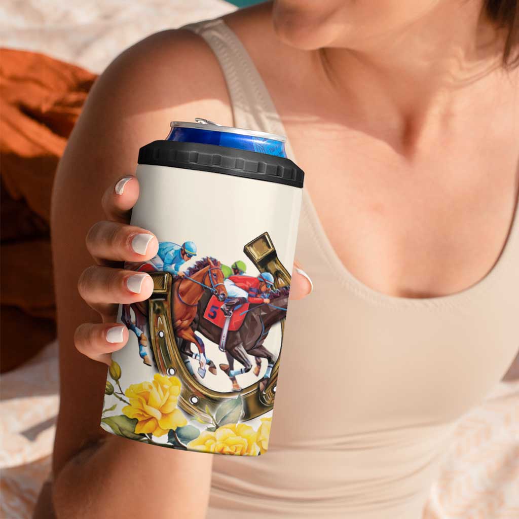 Melbourne Horse Racing Personalised 4 in 1 Can Cooler Tumbler Australian Horse With Yellow Roses - Wonder Print Shop