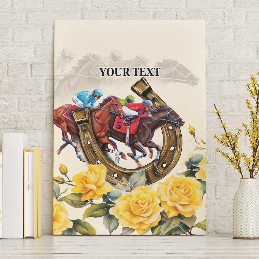 Melbourne Horse Racing Personalised Canvas Wall Art Australian Horse With Yellow Roses - Wonder Print Shop