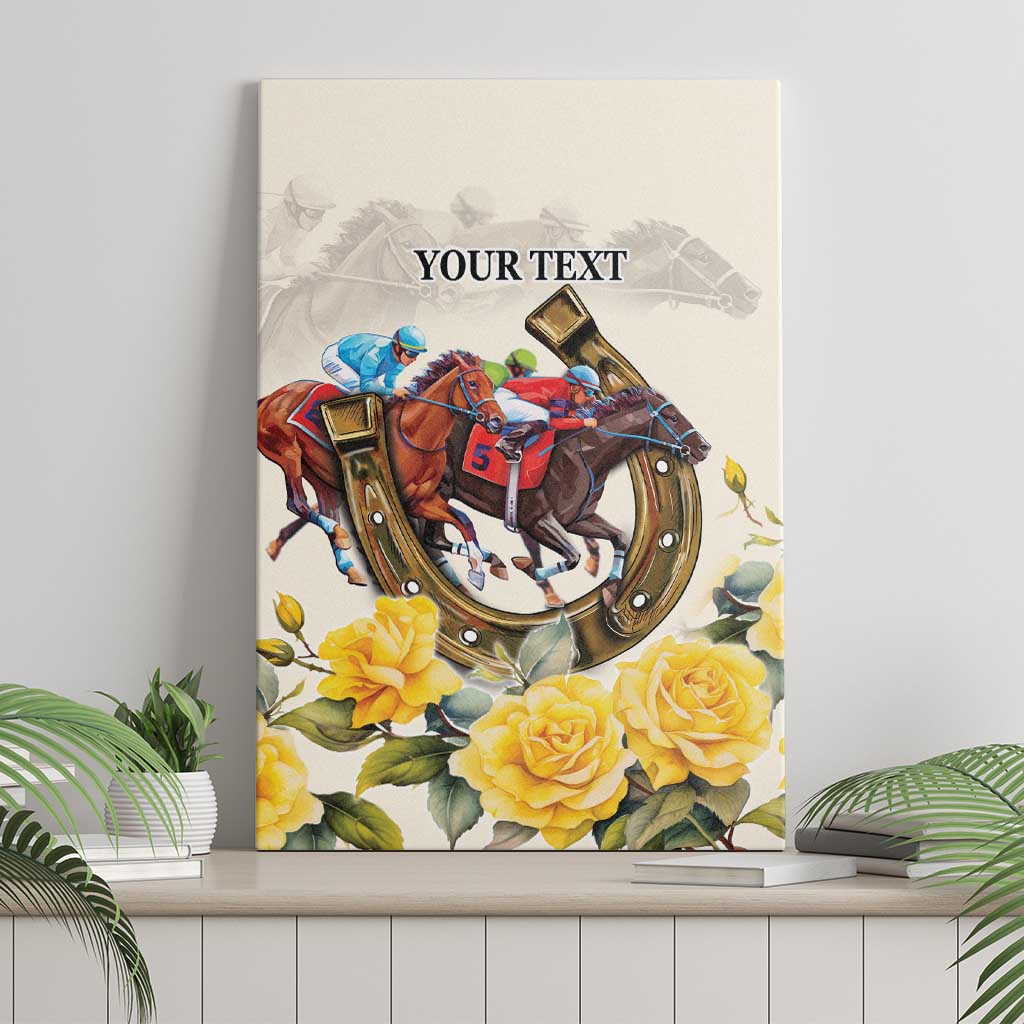 Melbourne Horse Racing Personalised Canvas Wall Art Australian Horse With Yellow Roses - Wonder Print Shop