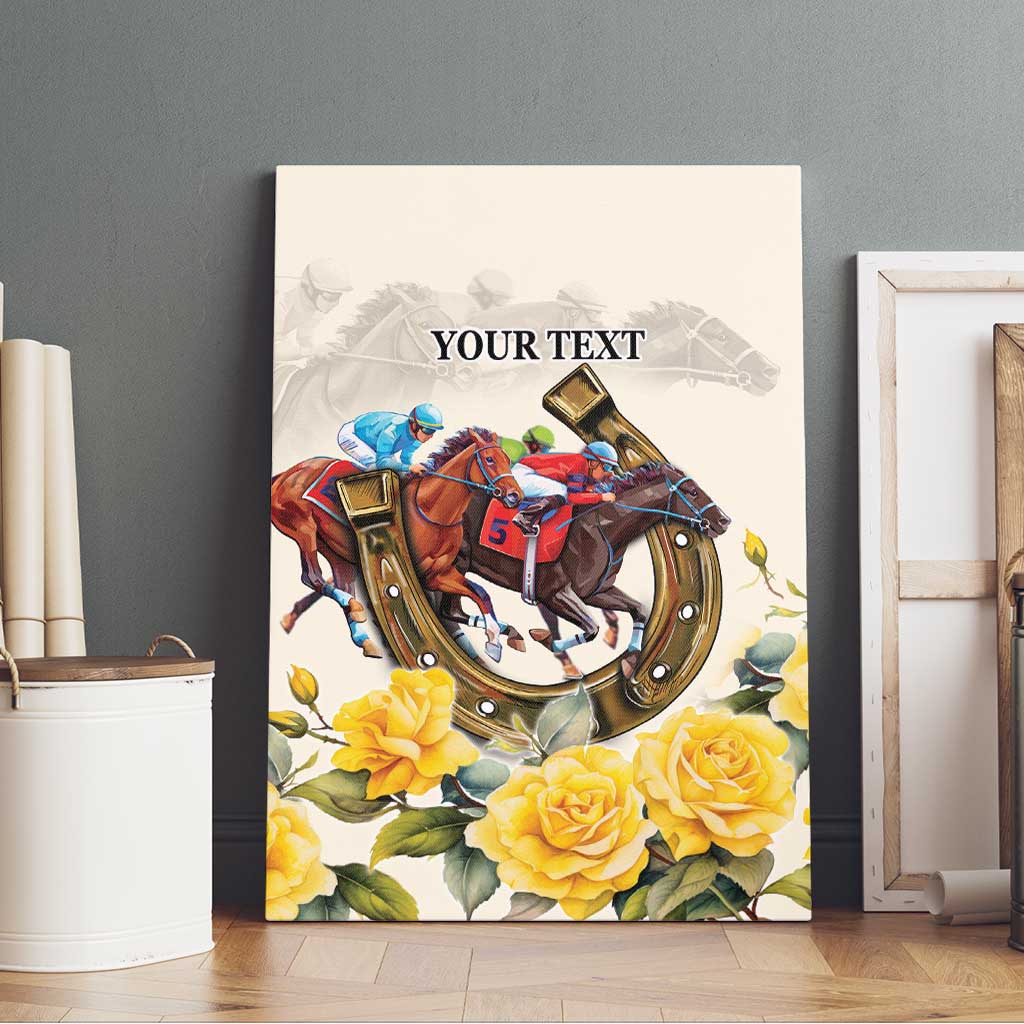 Melbourne Horse Racing Personalised Canvas Wall Art Australian Horse With Yellow Roses - Wonder Print Shop