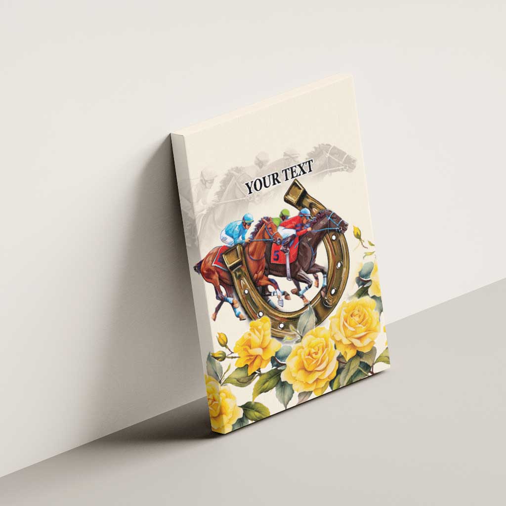 Melbourne Horse Racing Personalised Canvas Wall Art Australian Horse With Yellow Roses - Wonder Print Shop