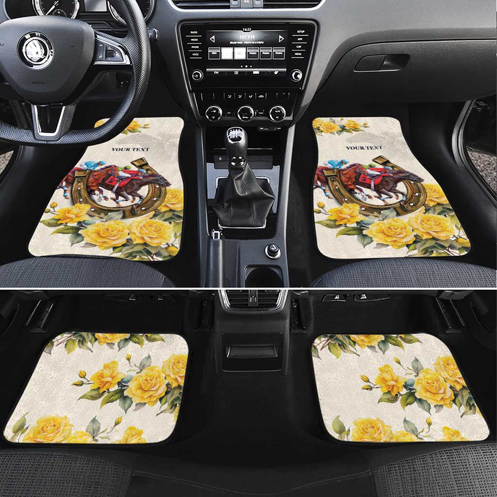 Melbourne Horse Racing Personalised Car Mats Australian Horse With Yellow Roses - Wonder Print Shop
