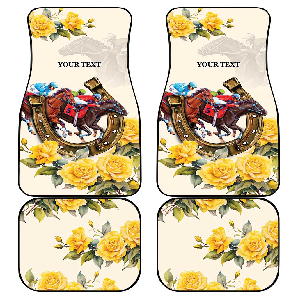 Melbourne Horse Racing Personalised Car Mats Australian Horse With Yellow Roses - Wonder Print Shop