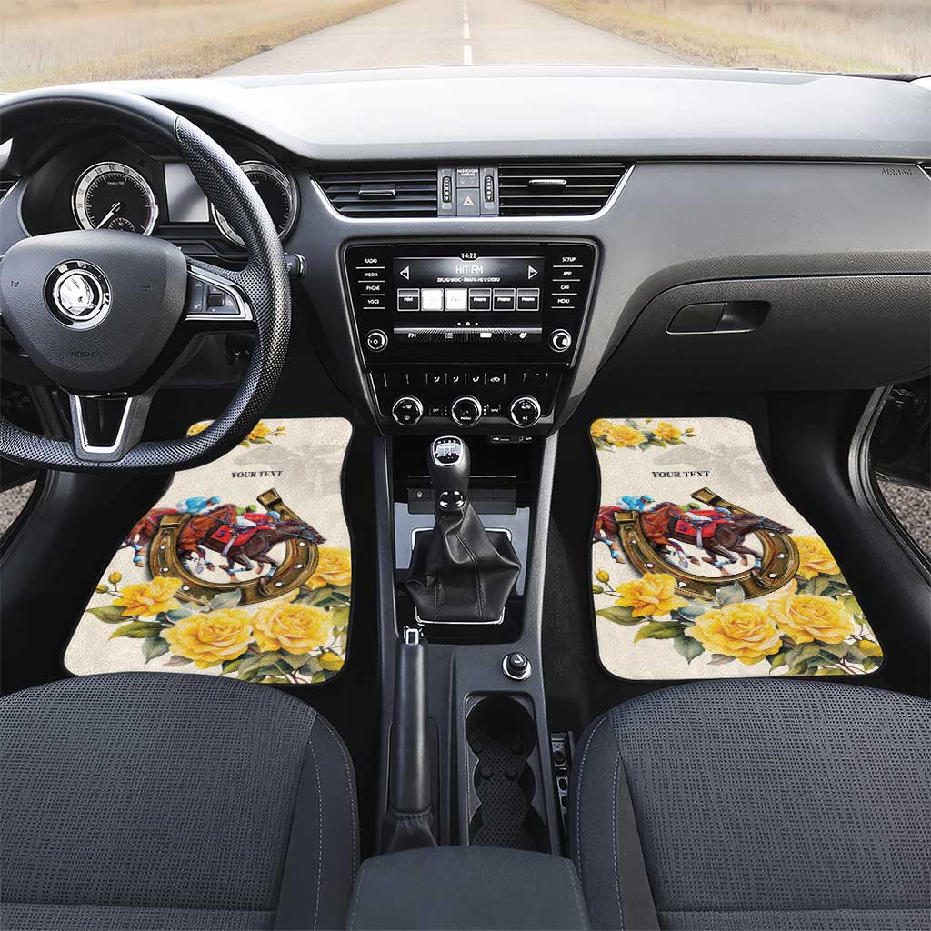 Melbourne Horse Racing Personalised Car Mats Australian Horse With Yellow Roses - Wonder Print Shop