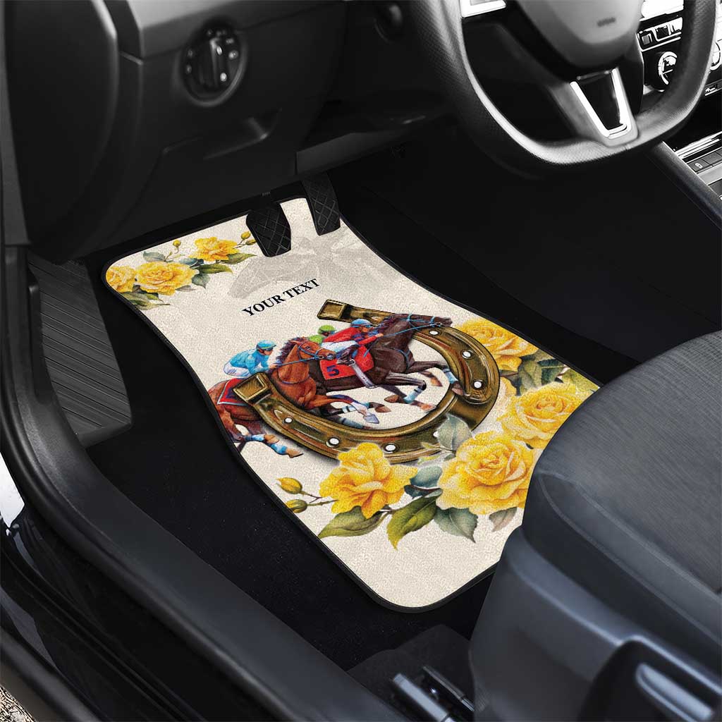 Melbourne Horse Racing Personalised Car Mats Australian Horse With Yellow Roses - Wonder Print Shop