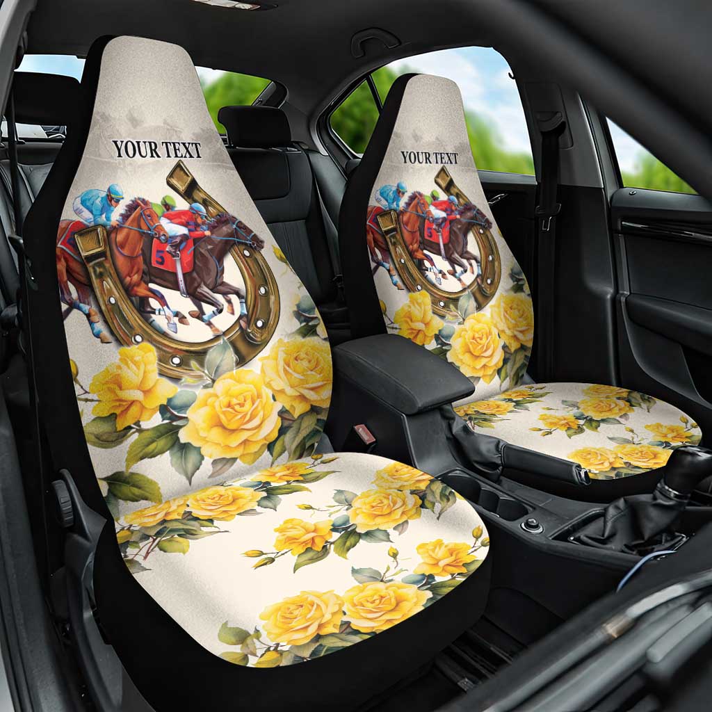 Melbourne Horse Racing Personalised Car Seat Cover Australian Horse With Yellow Roses - Wonder Print Shop