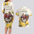 Melbourne Horse Racing Personalised Couples Matching Long Sleeve Bodycon Dress and Hawaiian Shirt Australian Horse With Yellow Roses - Wonder Print Shop