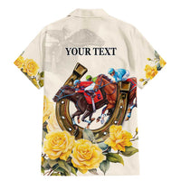 Melbourne Horse Racing Personalised Family Matching Mermaid Dress and Hawaiian Shirt Australian Horse With Yellow Roses - Wonder Print Shop