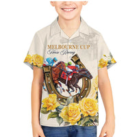 Melbourne Horse Racing Personalised Family Matching Mermaid Dress and Hawaiian Shirt Australian Horse With Yellow Roses - Wonder Print Shop