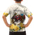 Melbourne Horse Racing Personalised Family Matching Off Shoulder Short Dress and Hawaiian Shirt Australian Horse With Yellow Roses - Wonder Print Shop