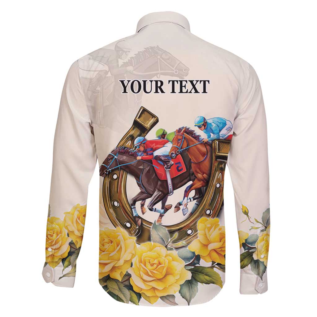 Melbourne Horse Racing Personalised Family Matching Tank Maxi Dress and Hawaiian Shirt Australian Horse With Yellow Roses - Wonder Print Shop