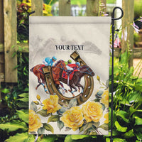Melbourne Horse Racing Personalised Garden Flag Australian Horse With Yellow Roses - Wonder Print Shop