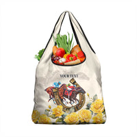 Melbourne Horse Racing Personalised Grocery Bag Australian Horse With Yellow Roses - Wonder Print Shop