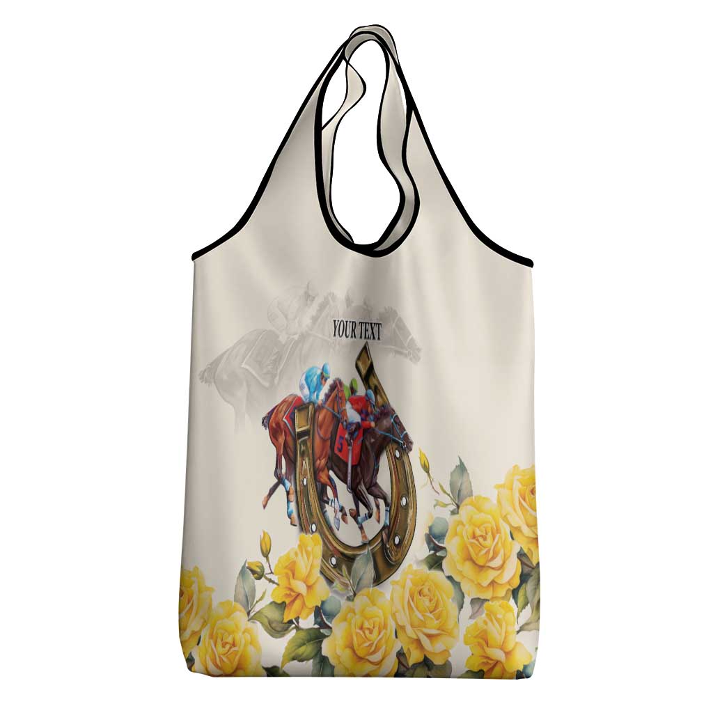 Melbourne Horse Racing Personalised Grocery Bag Australian Horse With Yellow Roses - Wonder Print Shop
