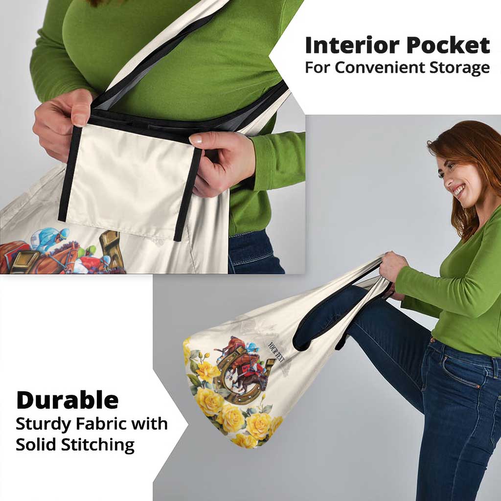 Melbourne Horse Racing Personalised Grocery Bag Australian Horse With Yellow Roses - Wonder Print Shop