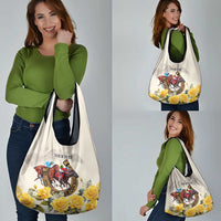 Melbourne Horse Racing Personalised Grocery Bag Australian Horse With Yellow Roses - Wonder Print Shop