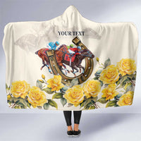 Melbourne Horse Racing Personalised Hooded Blanket Australian Horse With Yellow Roses - Wonder Print Shop