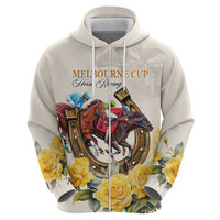 Melbourne Horse Racing Personalised Hoodie Australian Horse With Yellow Roses - Wonder Print Shop