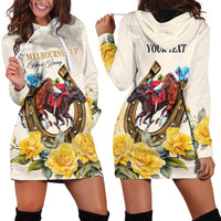 Melbourne Horse Racing Personalised Hoodie Dress Australian Horse With Yellow Roses - Wonder Print Shop