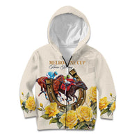 Melbourne Horse Racing Personalised Kid Hoodie Australian Horse With Yellow Roses - Wonder Print Shop
