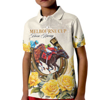 Melbourne Horse Racing Personalised Kid Polo Shirt Australian Horse With Yellow Roses - Wonder Print Shop