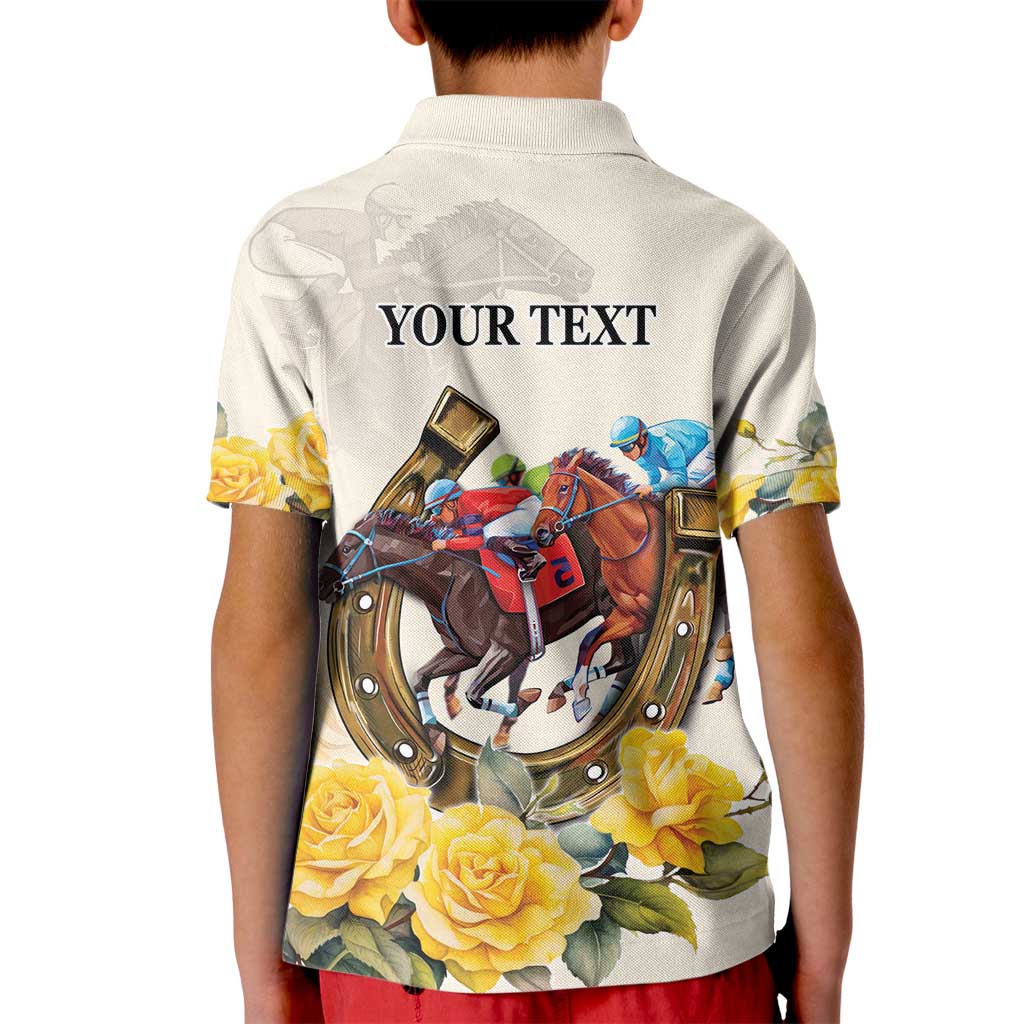 Melbourne Horse Racing Personalised Kid Polo Shirt Australian Horse With Yellow Roses - Wonder Print Shop