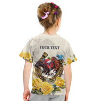 Melbourne Horse Racing Personalised Kid T Shirt Australian Horse With Yellow Roses - Wonder Print Shop