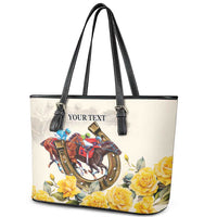 Melbourne Horse Racing Personalised Leather Tote Bag Australian Horse With Yellow Roses - Wonder Print Shop