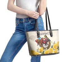 Melbourne Horse Racing Personalised Leather Tote Bag Australian Horse With Yellow Roses - Wonder Print Shop