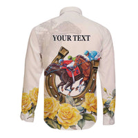 Melbourne Horse Racing Personalised Long Sleeve Button Shirt Australian Horse With Yellow Roses - Wonder Print Shop