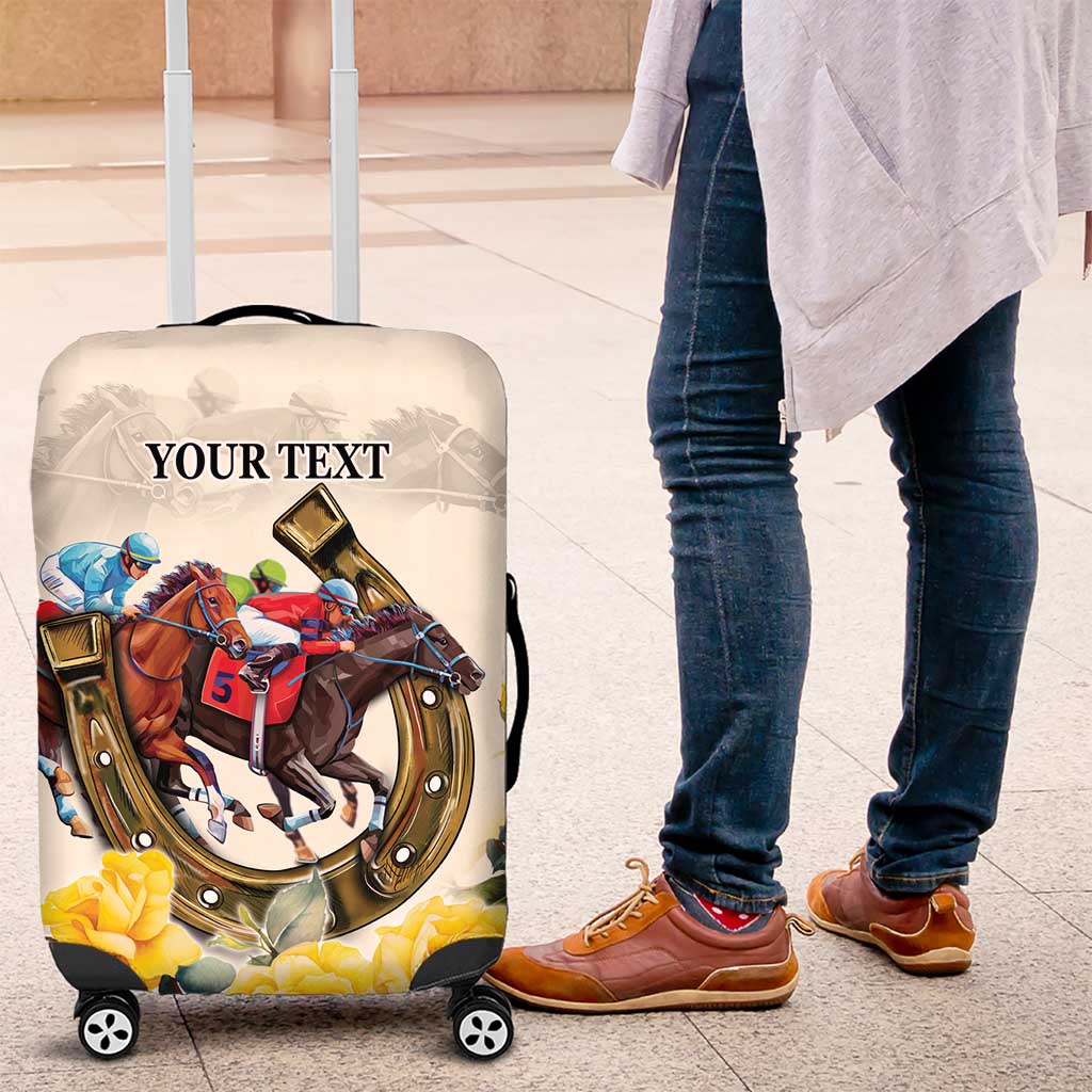 Melbourne Horse Racing Personalised Luggage Cover Australian Horse With Yellow Roses - Wonder Print Shop
