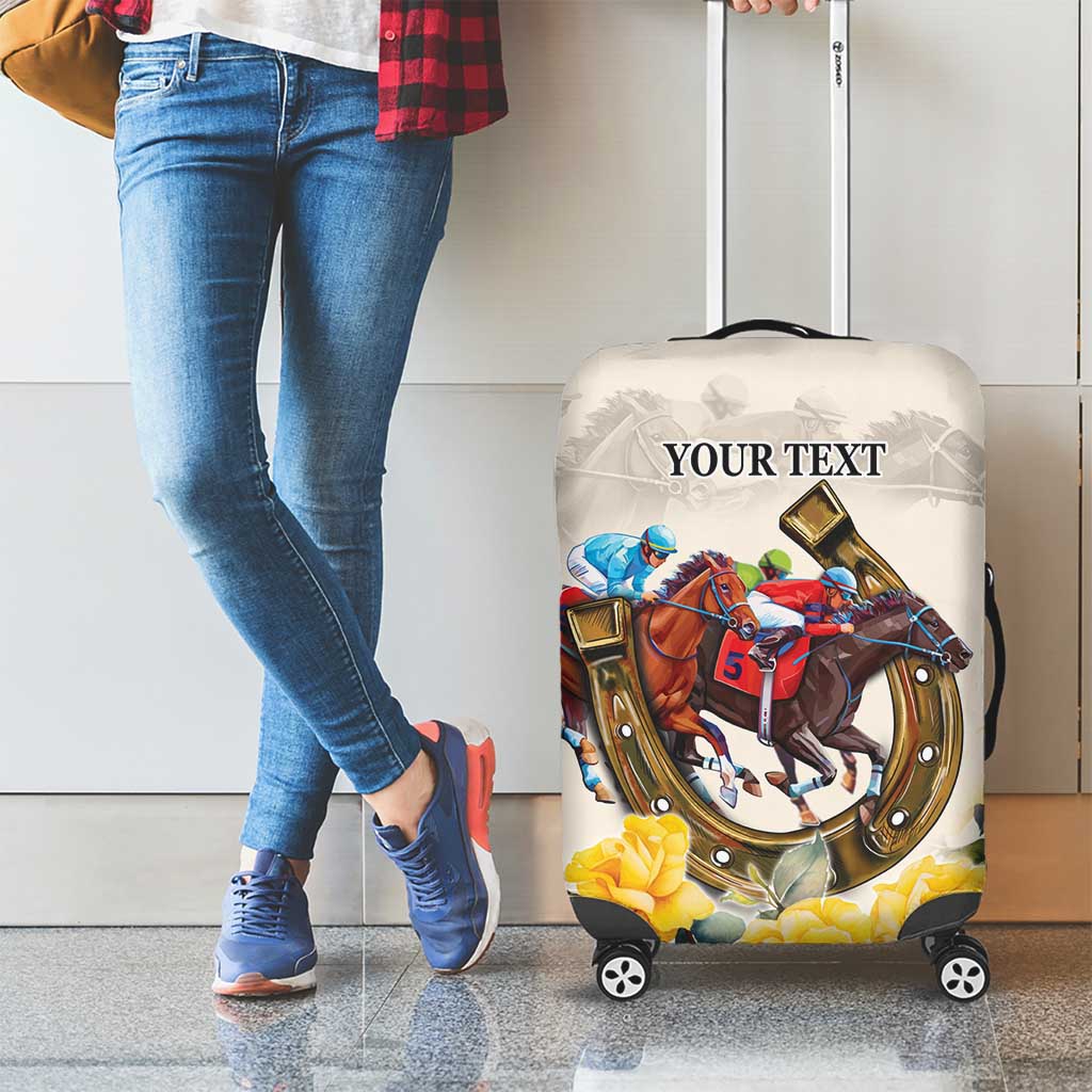 Melbourne Horse Racing Personalised Luggage Cover Australian Horse With Yellow Roses - Wonder Print Shop
