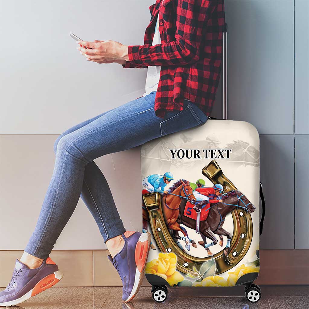 Melbourne Horse Racing Personalised Luggage Cover Australian Horse With Yellow Roses - Wonder Print Shop