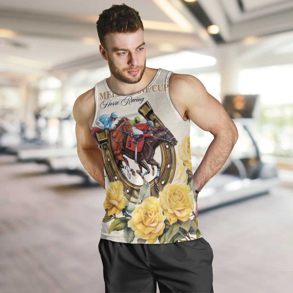 Melbourne Horse Racing Personalised Men Tank Top Australian Horse With Yellow Roses - Wonder Print Shop