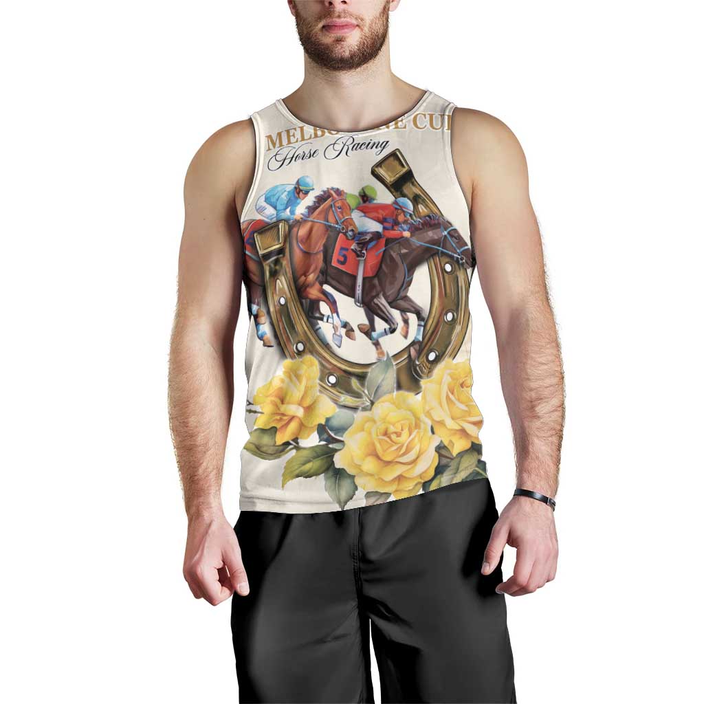Melbourne Horse Racing Personalised Men Tank Top Australian Horse With Yellow Roses - Wonder Print Shop