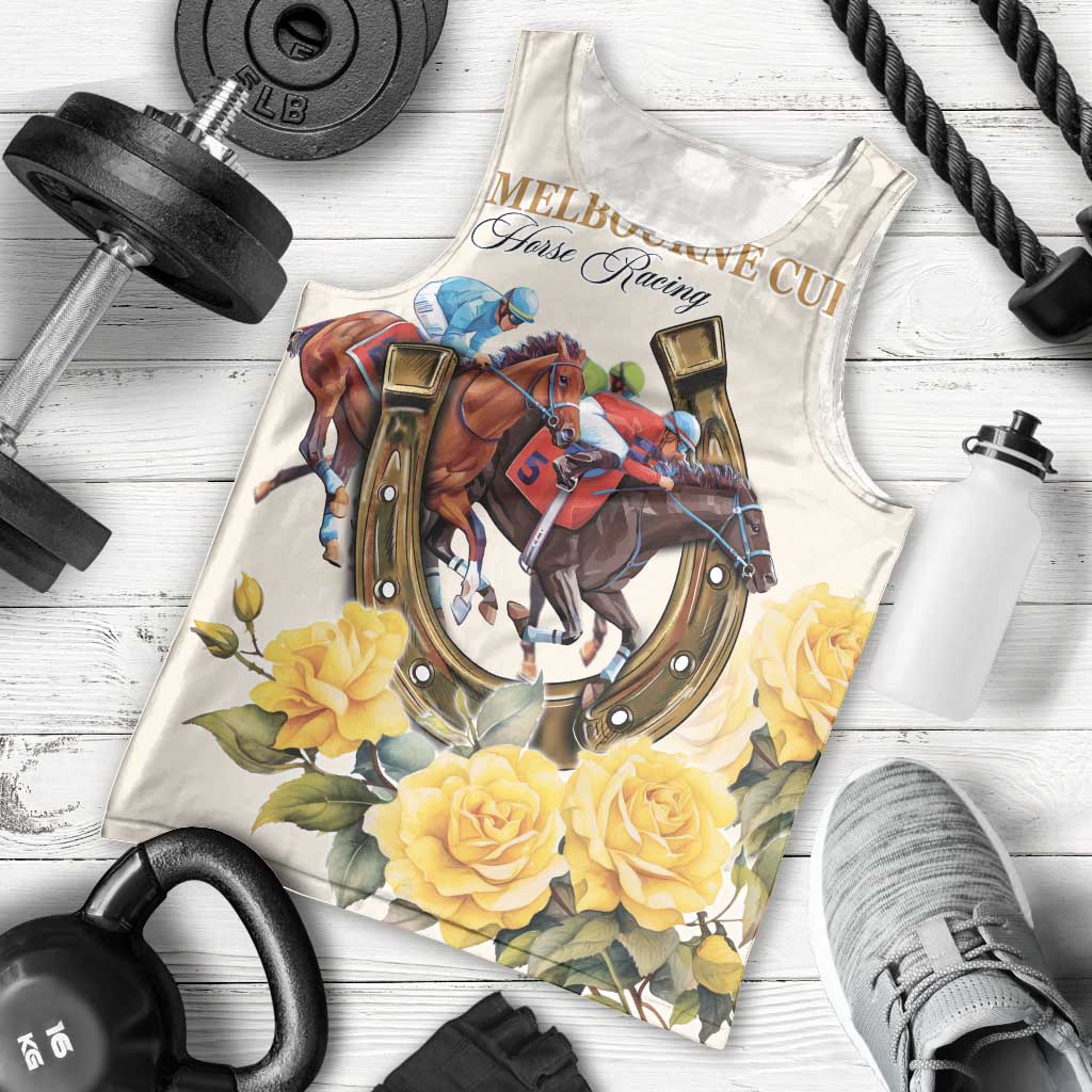 Melbourne Horse Racing Personalised Men Tank Top Australian Horse With Yellow Roses - Wonder Print Shop