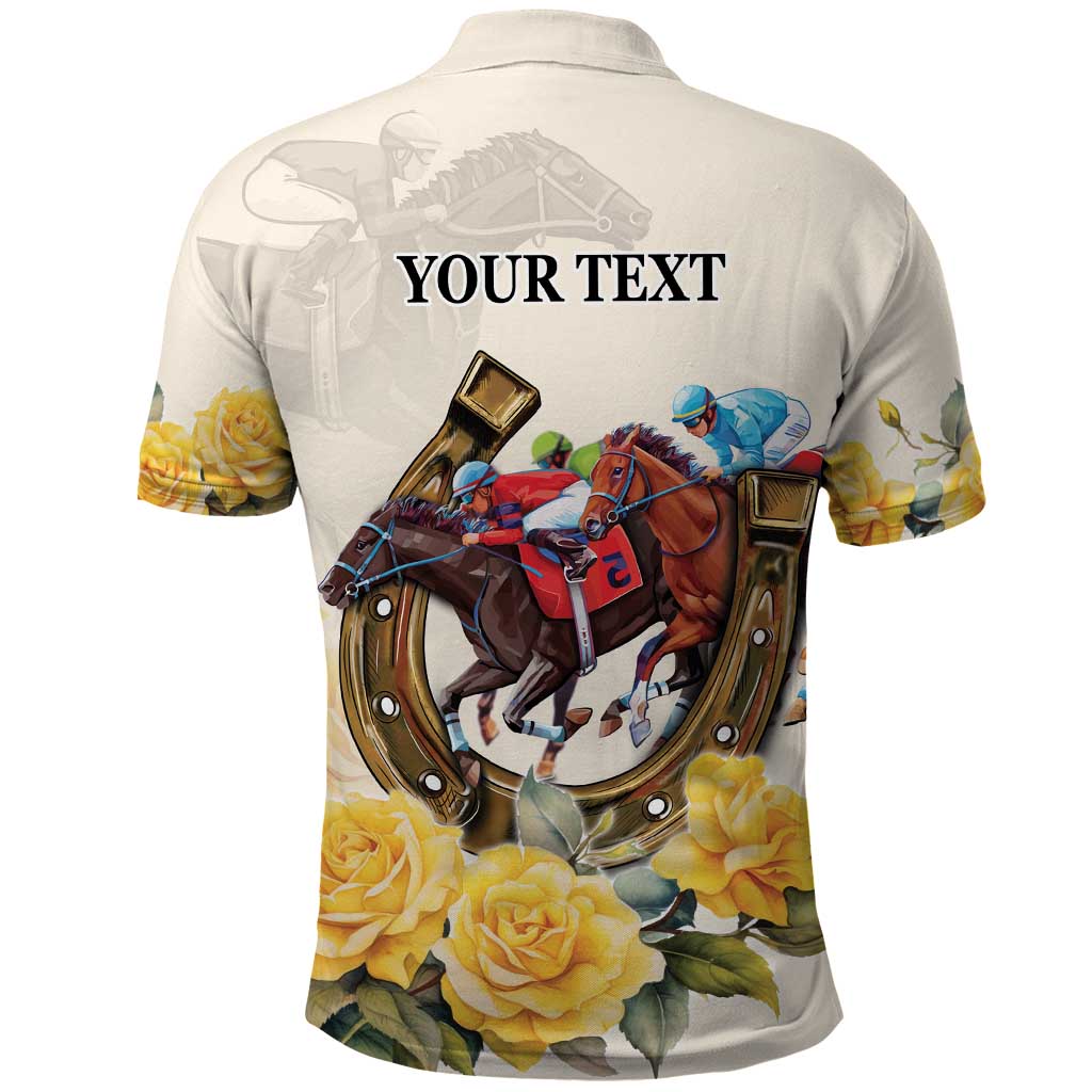 Melbourne Horse Racing Personalised Polo Shirt Australian Horse With Yellow Roses - Wonder Print Shop