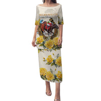 Melbourne Horse Racing Personalised Puletasi Australian Horse With Yellow Roses - Wonder Print Shop