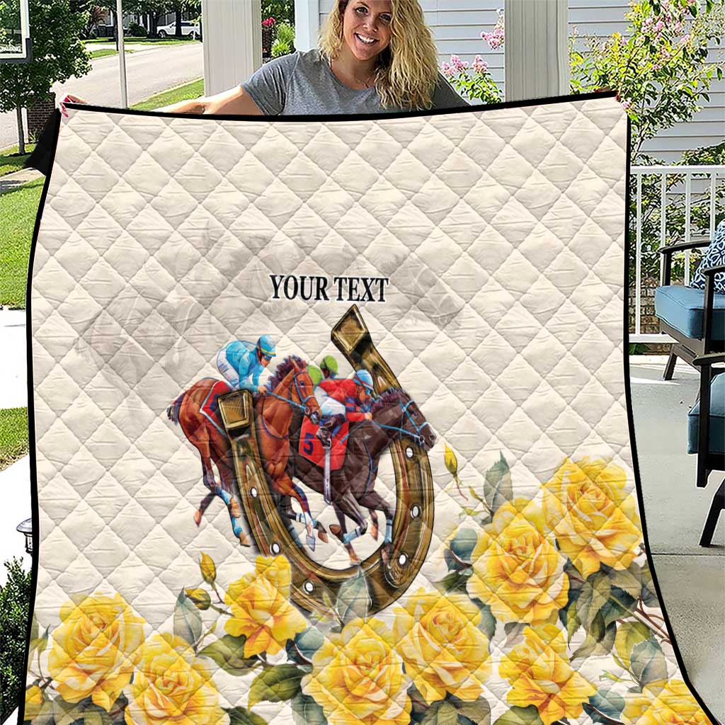 Melbourne Horse Racing Personalised Quilt Australian Horse With Yellow Roses - Wonder Print Shop