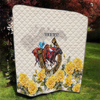 Melbourne Horse Racing Personalised Quilt Australian Horse With Yellow Roses - Wonder Print Shop