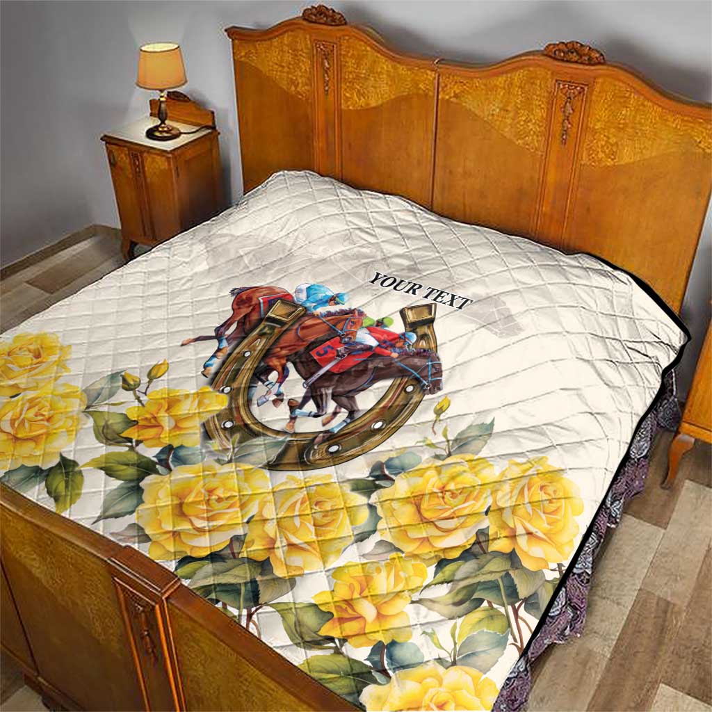 Melbourne Horse Racing Personalised Quilt Australian Horse With Yellow Roses - Wonder Print Shop