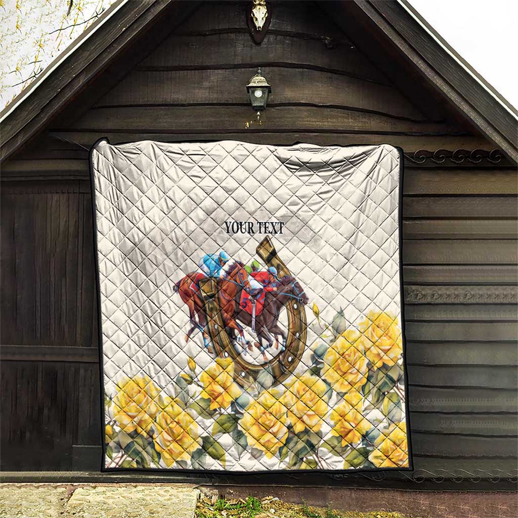 Melbourne Horse Racing Personalised Quilt Australian Horse With Yellow Roses - Wonder Print Shop