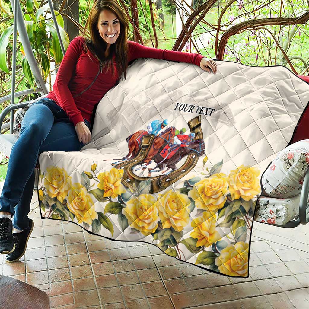 Melbourne Horse Racing Personalised Quilt Australian Horse With Yellow Roses - Wonder Print Shop